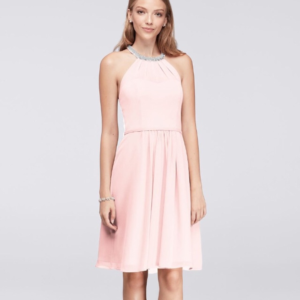 David’s Bridal Petal Dress w/ beaded neckline Sz 8
